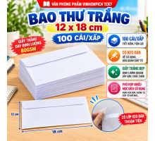 Bao thư trắng 12x18cm 100 cái/xấp