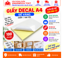 GIẤY DECAL A4 ĐẾ VÀNG