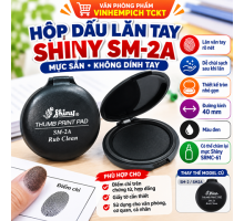 Khay tampon mực lăn tay màu đen Shiny Thumb print pad SM-2A - Hộp mực lăn chỉ tay SM 2 A không dính 